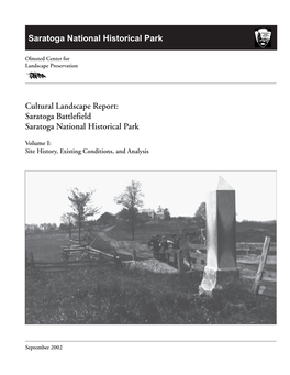 Cultural Landscape Report: Saratoga Battlefield, Saratoga