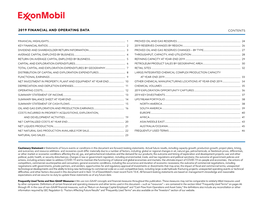 2019 Financial and Operating Data Contents