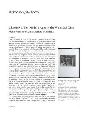 HISTORY of the BOOK Chapter 4. the Middle Ages in the West and East