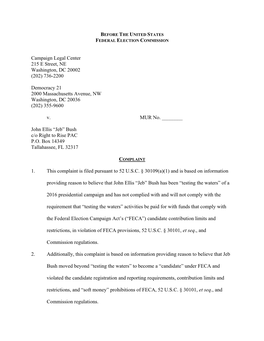 Campaign Legal Center 215 E Street, NE Washington, DC 20002 (202) 736-2200