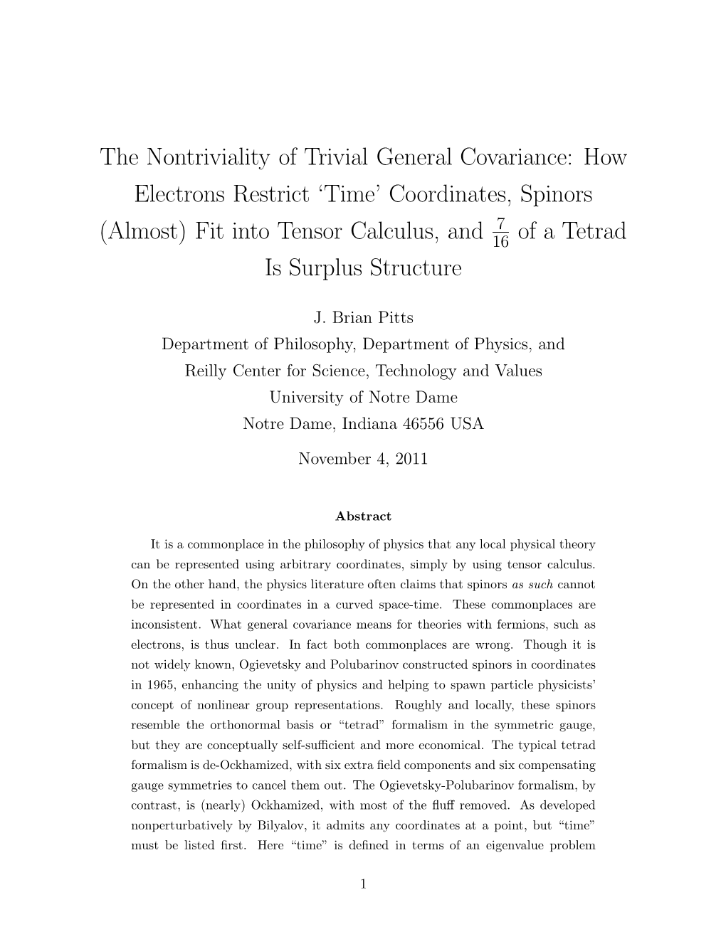 'Time' Coordinates, Spinors (Almost) Fit Into Tensor Calculus