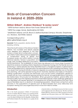 Birds of Conservation Concern in Ireland 4: 2020–2026