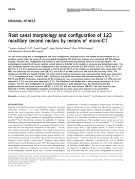 Root Canal Morphology and Configuration of 123 Maxillary