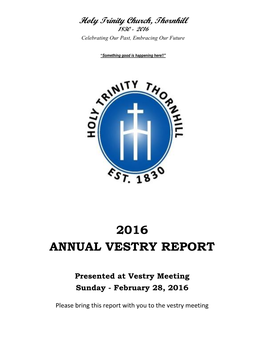 2016 Annual Vestry Report