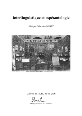 Interlinguistique Et Espérantologie