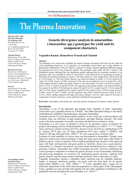 Genetic Divergence Analysis in Amaranthus