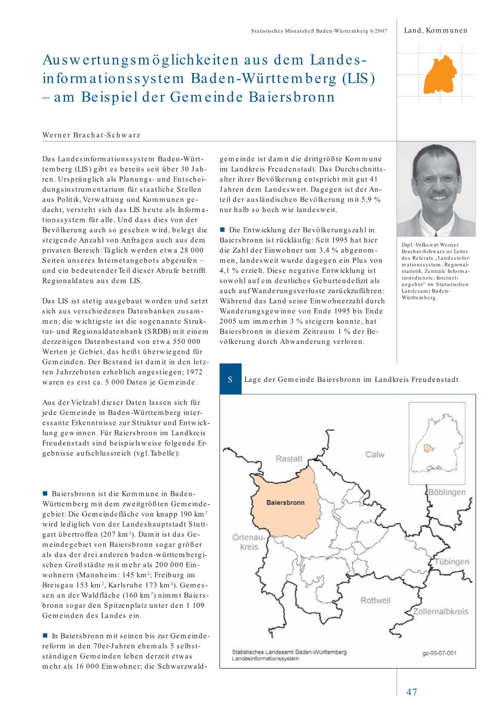 (LIS) – Am Beispiel Der Gemeinde Baiersbronn