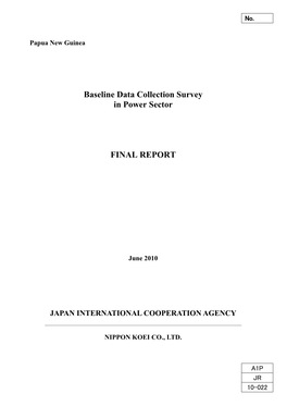 Baseline Data Collection Survey in Power Sector Final Report Nippon Koei Co., Ltd
