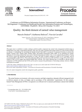 Quality: the Third Element of Earned Value Management