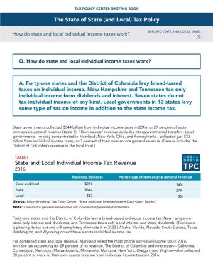 Tax Policy State and Local Individual Income Tax