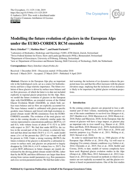 Modelling the Future Evolution of Glaciers in the European Alps Under the EURO-CORDEX RCM Ensemble