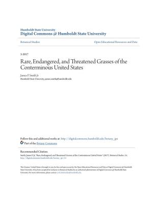 Rare, Endangered, and Threatened Grasses of the Conterminous United States James P