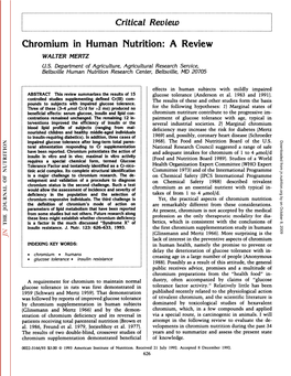 Chromium in Human Nutrition: a Review WALTER MERTZ U.S