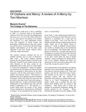A Review of a Mercy by Toni Morrison