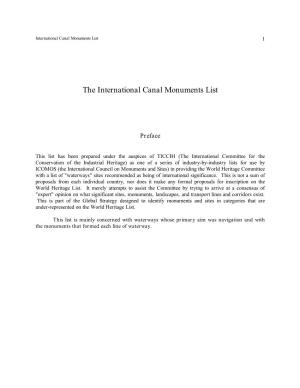 The International Canal Monuments List