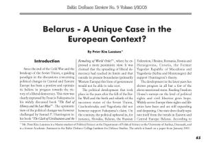 Belarus - a Unique Case in the European Context?