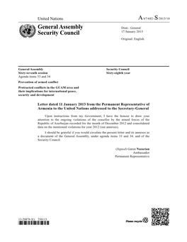 General Assembly Security Council Sixty-Seventh Session Sixty-Eighth Year Agenda Items 33 and 34