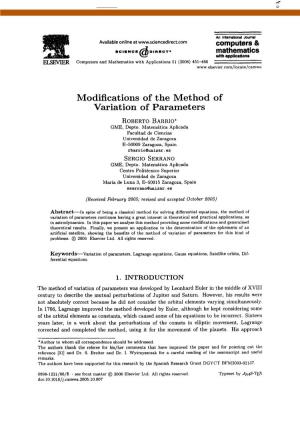 Modifications of the Method of Variation of Parameters