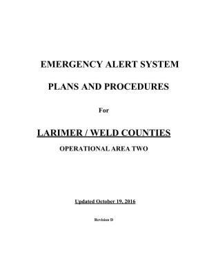 Emergency Alert System Plans and Procedures for Larimer and Weld Counties