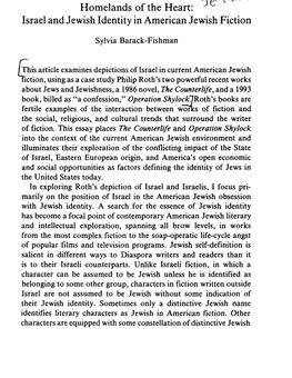 1'E L ((~;,:S( ~)O Homelands of the Heart: Israel and Jewish Identity in American Jewish Fiction
