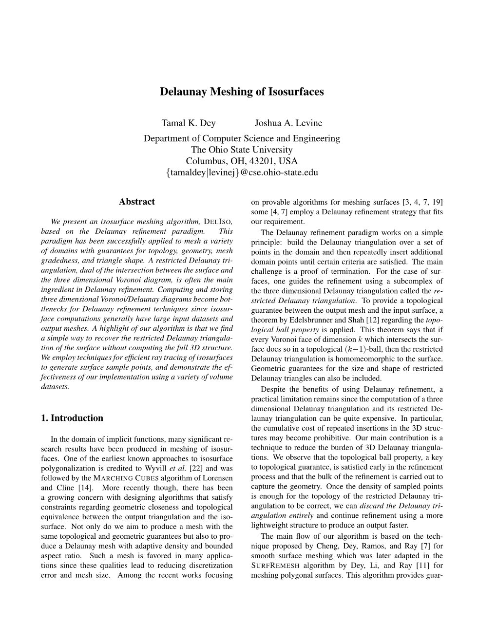 Delaunay Meshing of Isosurfaces