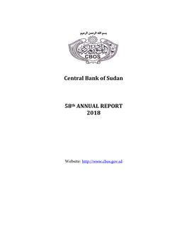 Central Bank of Sudan 58Th ANNUAL REPORT 2018