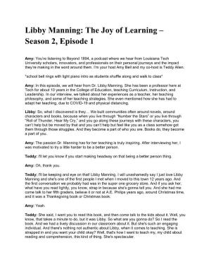 Libby Manning: the Joy of Learning – Season 2, Episode 1