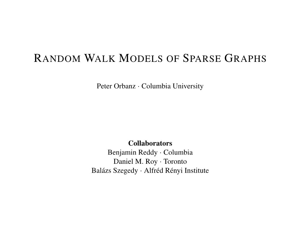 Random Walk Models of Sparse Graphs