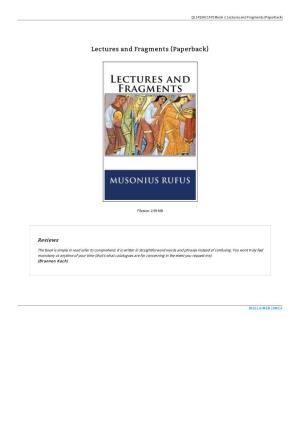 Download Ebook / Lectures and Fragments (Paperback)