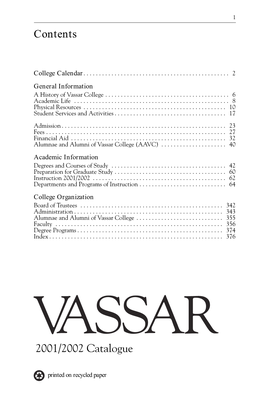 Vassar Catalog 2000/01