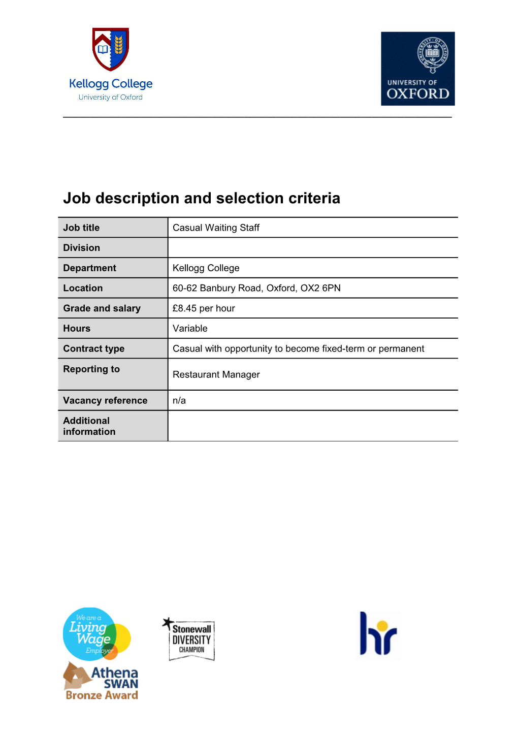 Job Description and Person Specificationselection Criteria s12