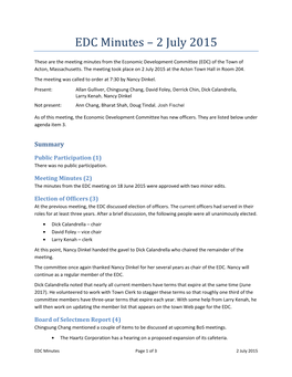 EDC Minutes – 2 July 2015