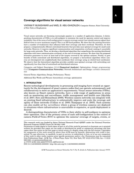 A Coverage Algorithms for Visual Sensor Networks