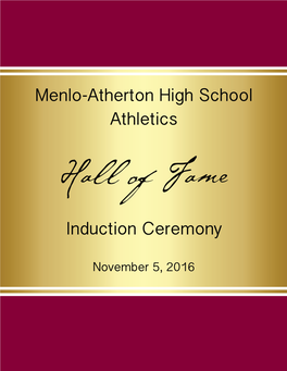 Menlo-Atherton High School Athletics Induction Ceremony