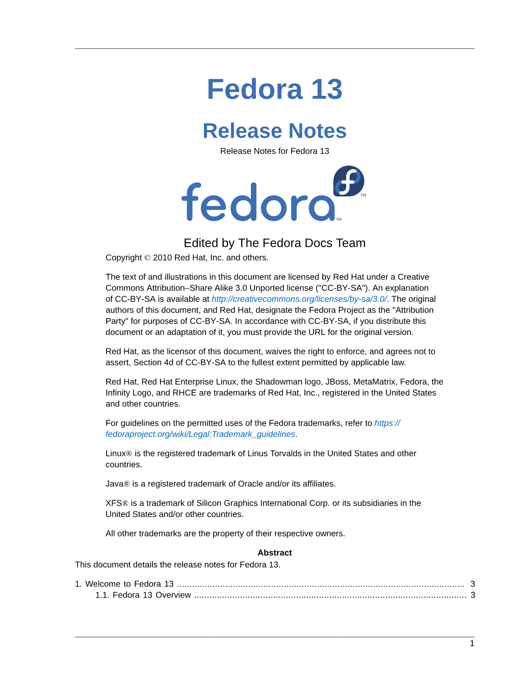 Fedora 13 Release Notes Release Notes for Fedora 13