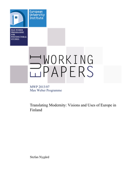 Translating Modernity: Visions and Uses of Europe in Finland