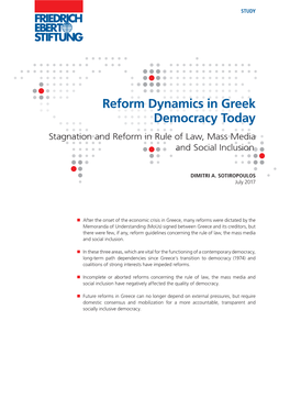 Reform Dynamics in Greek Democracy Today