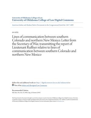 Lines of Communication Between Southern Colorado and Northern New Mexico
