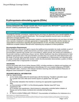 Erythropoiesis-Stimulating Agents (Esas) C15389-A