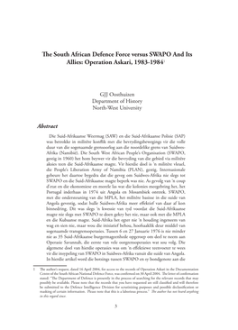 The South African Defence Force Versus SWAPO and Its Allies: Operation Askari, 1983-19841