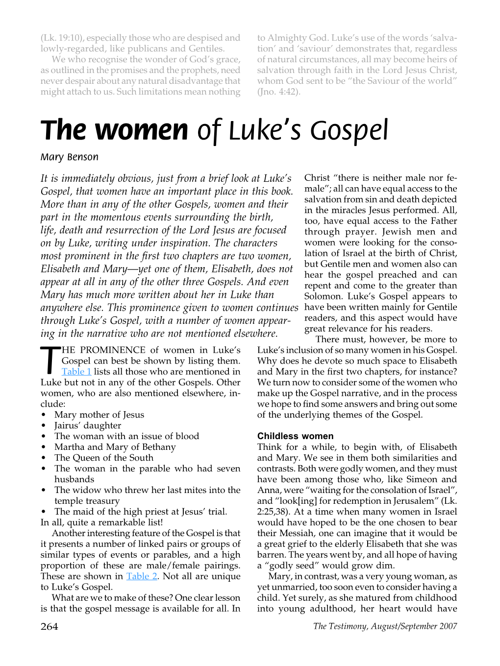 The Women of Luke's Gospel