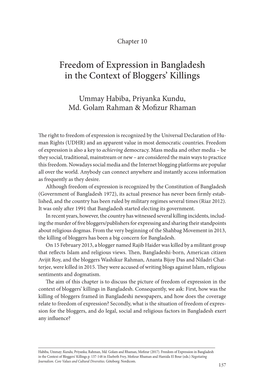 Freedom of Expression in Bangladesh in the Context of Bloggers' Killings