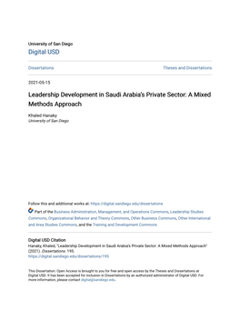 Leadership Development in Saudi Arabia's Private Sector