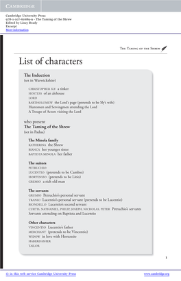 List of Characters