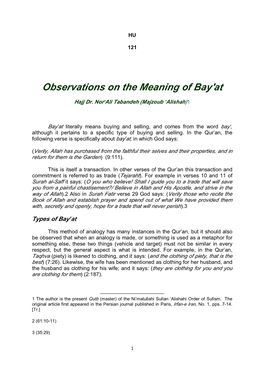 Observations on the Meaning of Bayat