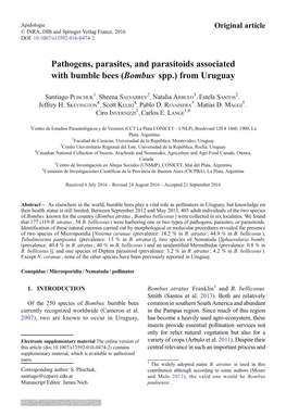 Pathogens, Parasites, and Parasitoids Associated with Bumble Bees (Bombus Spp.) from Uruguay