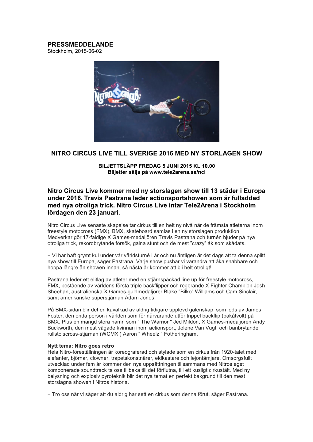 Nitro Circus Live Till Sverige 2016 Med Ny Storlagen Show