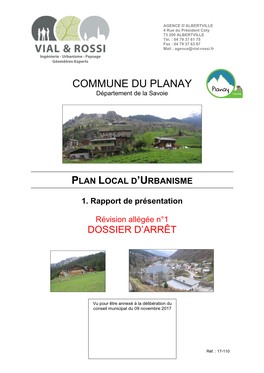 COMMUNE DU PLANAY Département De La Savoie