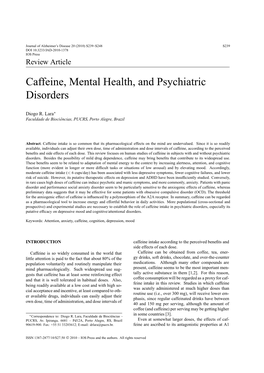 Caffeine, Mental Health, and Psychiatric Disorders
