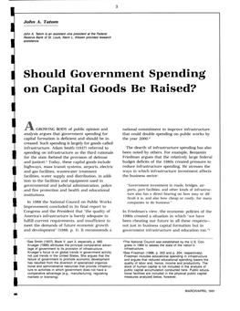 Should Government Spending on Capital Goods Be Raised?